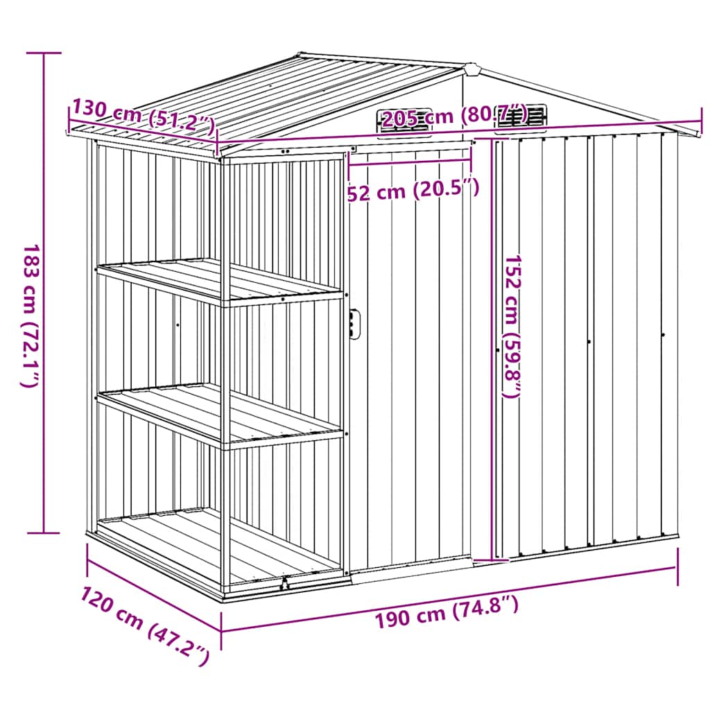 Tuinschuur Met Rek 205X130X183 Cm Ijzer
