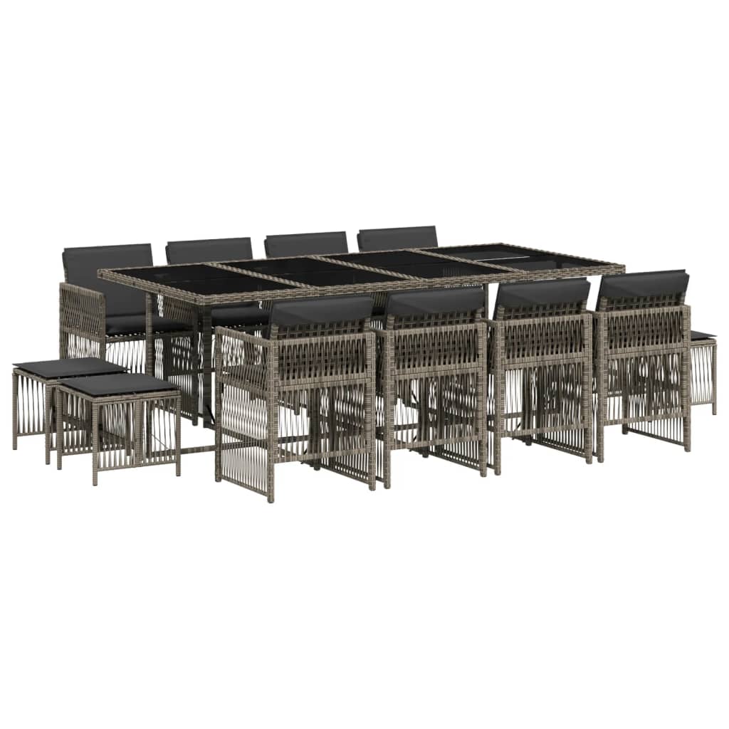 13-Delige Tuinset Met Kussens Poly Rattan