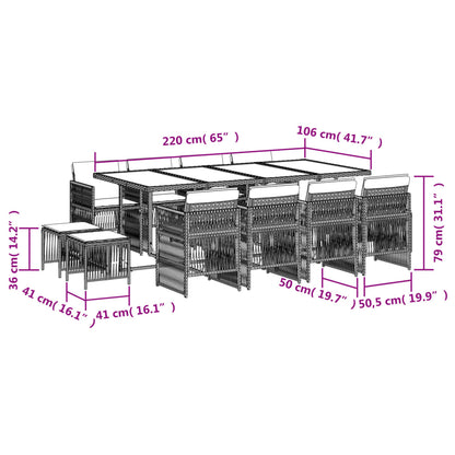 13-Delige Tuinset Met Kussens Poly Rattan