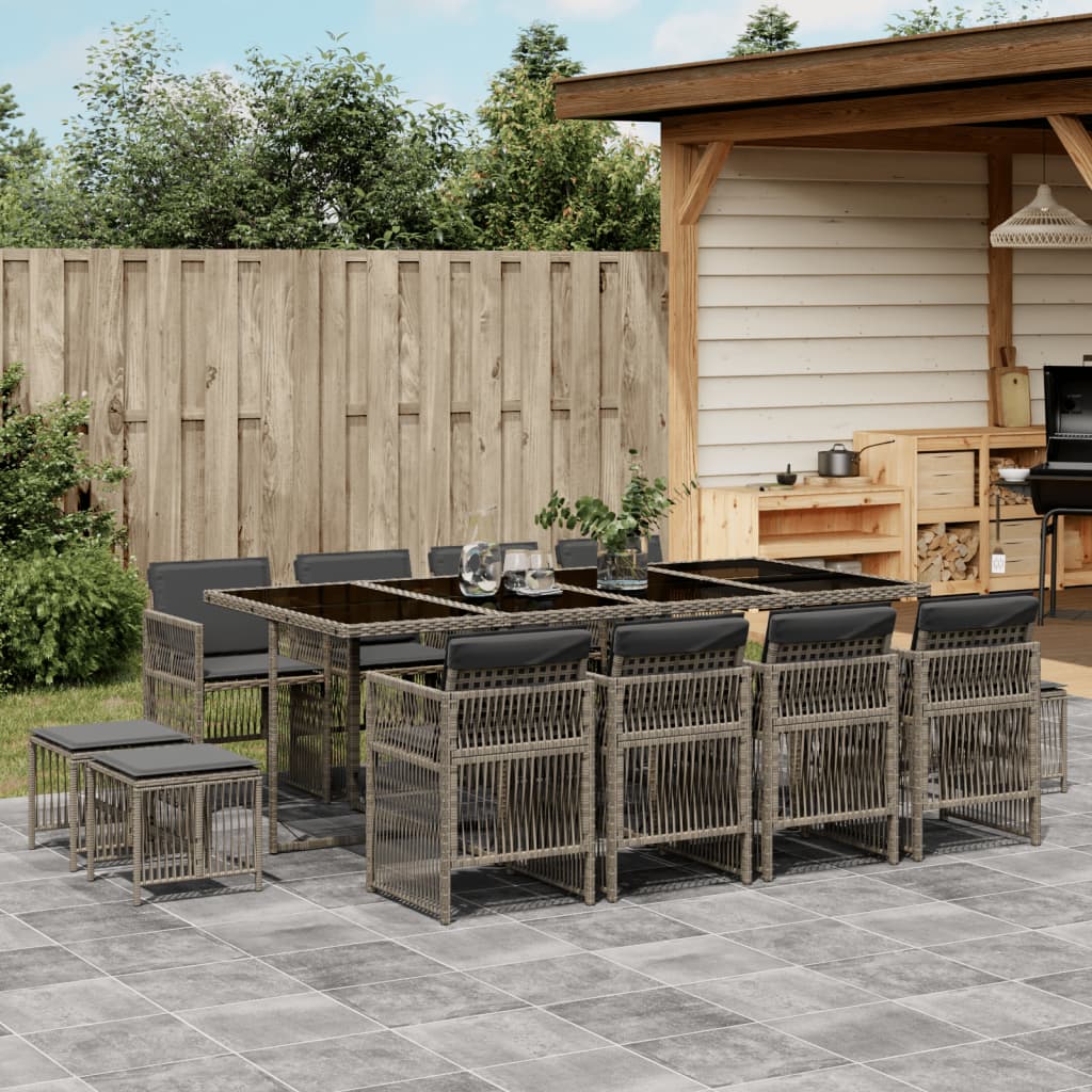 13-Delige Tuinset Met Kussens Poly Rattan