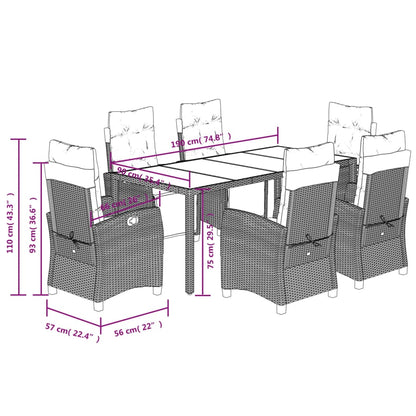 7-Delige Tuinset Met Kussens Poly Rattan