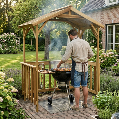 BBQ Overkapping Hout – 163 cm – Geïmpregneerd Grenenhout – Tuin Paviljoen voor Barbecue